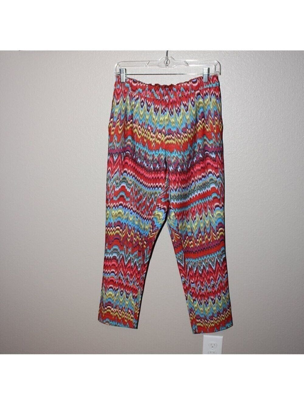 Robert Graham Womens Dani Stretch Scuba Cropped Multi Color Print Pants Size 4